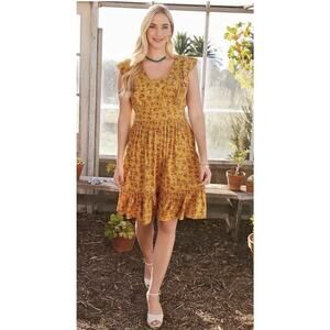 MATILDA JANE Fantasy Fancy Brilliant Daydream Women's S Floral Dress Yellow NWT